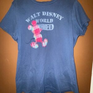 Disney Kids Blue T-Shirt with Plaid Mickey Design